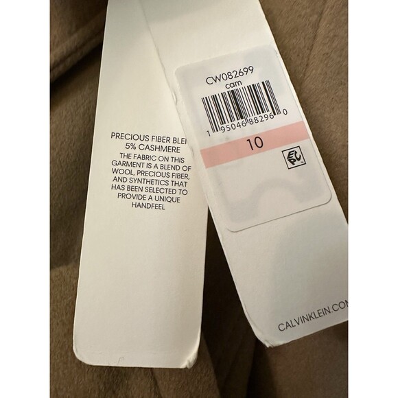 NEW Calvin Klein Womens Size 10 Camel Wool Cashmere Blend Single Breasted Coat - Picture 8 of 10